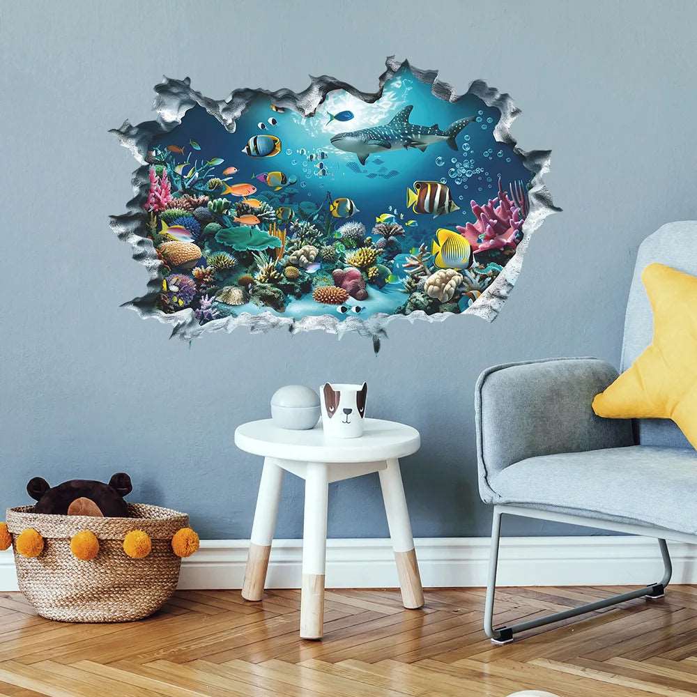 Broken Wall 3D Underwater Wall Sticker