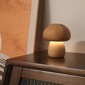 Cute Wooden Mushroom Bedside Lamp - Homerable