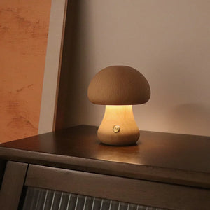 Cute Wooden Mushroom Bedside Lamp - Homerable