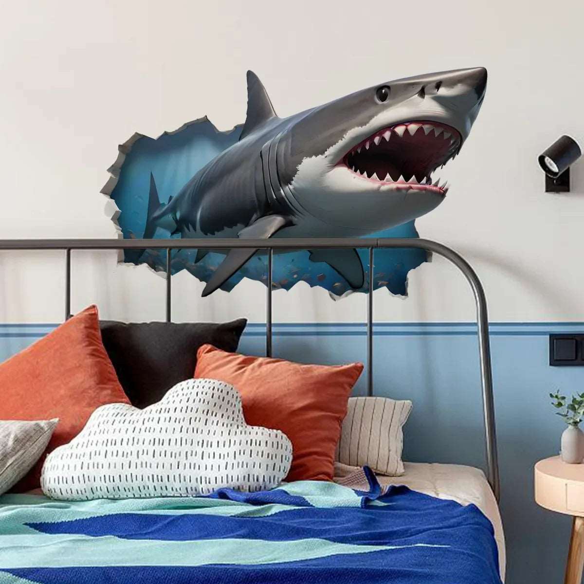 3D Creative Hole Shark Wall Sticker