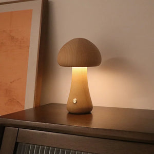 Cute Wooden Mushroom Bedside Lamp - Homerable