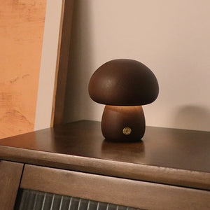 Cute Wooden Mushroom Bedside Lamp - Homerable