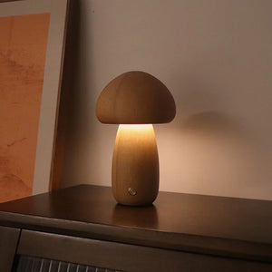 Cute Wooden Mushroom Bedside Lamp - Homerable