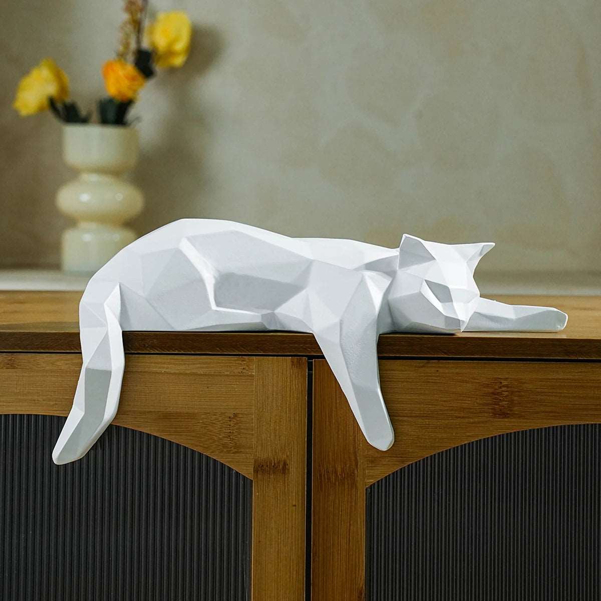 Table Shelf Lying Cat Geometric Sculpture